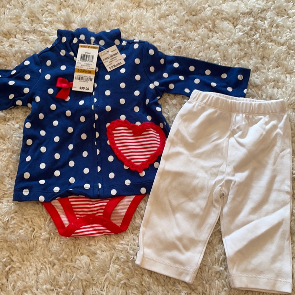 NWT First Impressions adorable red white and blue 3 piece baby girls set!